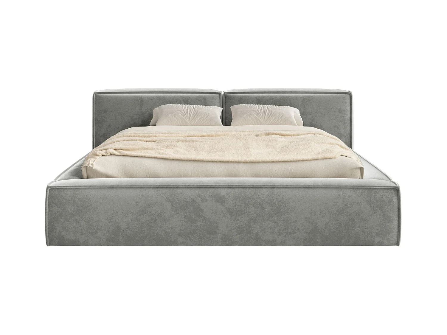 Polsterbett 140x200 mit Bettkasten – Lattenrost – Velours – grau – TILVES LOW