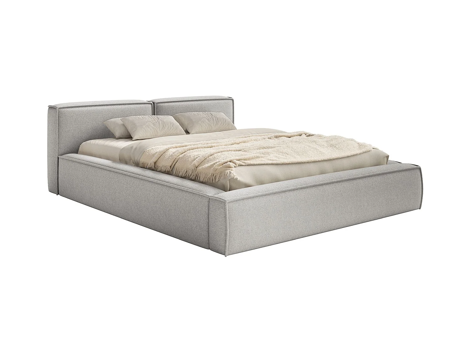 Polsterbett 180x200 mit Bettkasten – Lattenrost – Chenille – hellgrau – TILVES SLIM