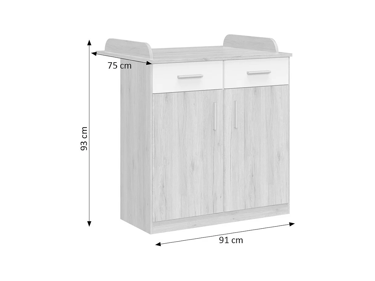 WICKELKOMMODE Joker Eiche Sanremo / weiß 91 / 75 / 93cm