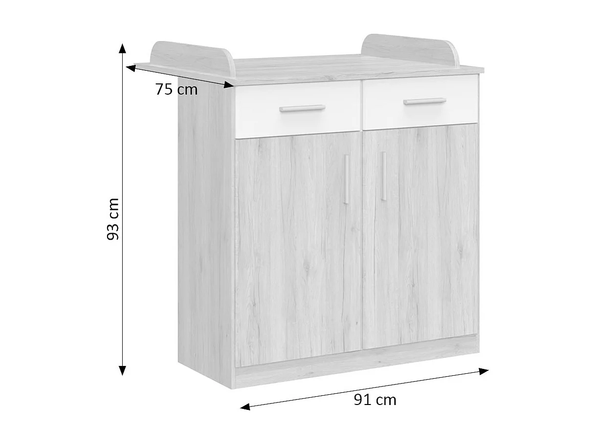 WICKELKOMMODE Joker Eiche Sanremo / weiß 91 / 75 / 93cm