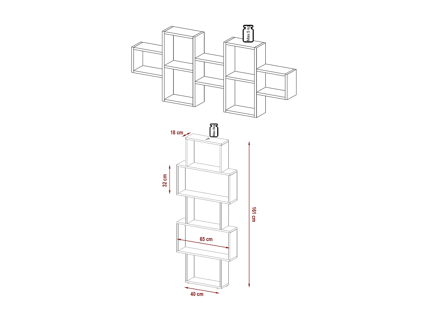 WANDREGAL Trio weiß 161 / 18 / 65cm