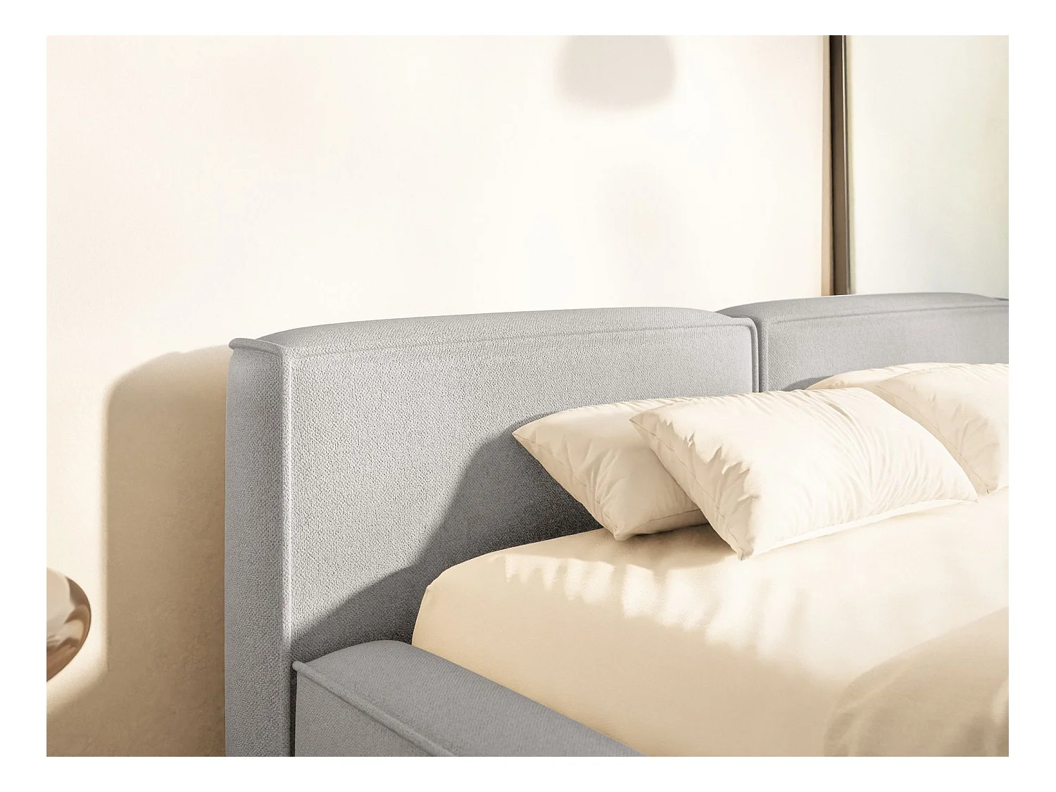 Polsterbett 140x200 mit Bettkasten – Lattenrost – Chenille – hellgrau – TILVES SLIM