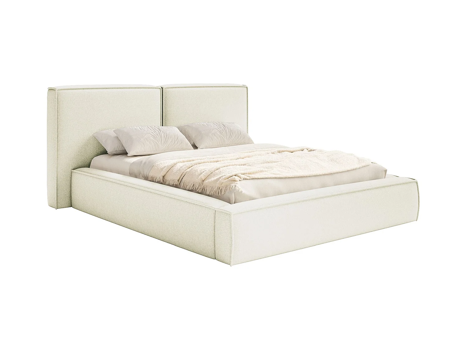 Polsterbett 180x200 mit Bettkasten – Lattenrost – Chenille – creme – TILVES