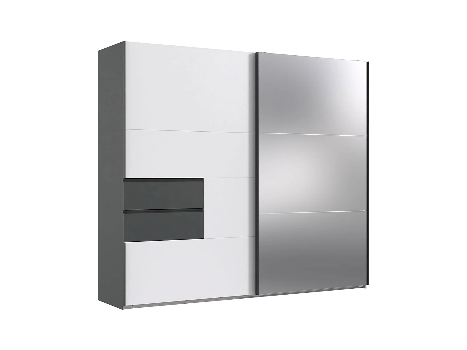 SCHWEBETÜRENSCHRANK Palermo graphit / weiß 250 / 65 / 216cm