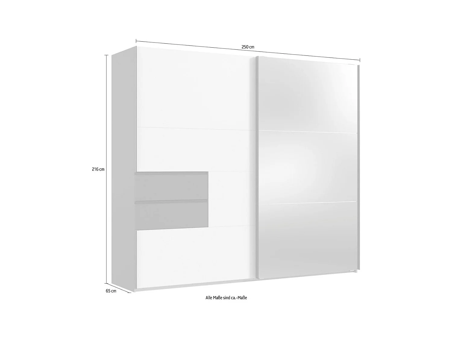 SCHWEBETÜRENSCHRANK Palermo graphit / weiß 250 / 65 / 216cm