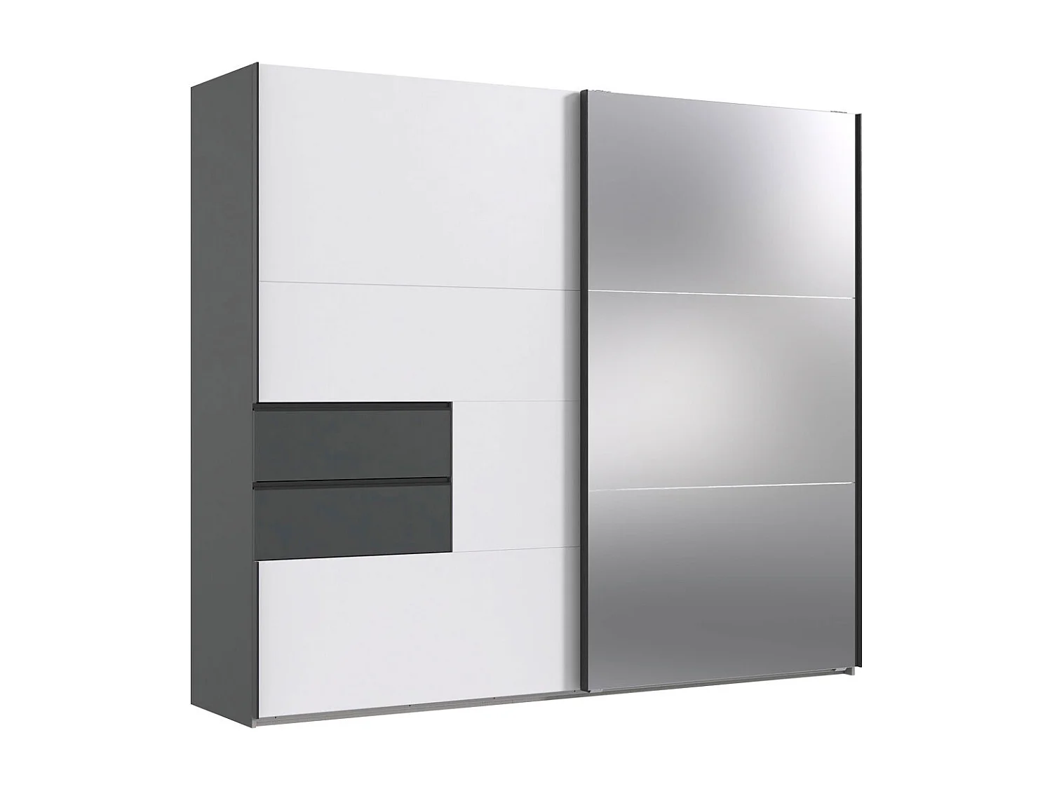 SCHWEBETÜRENSCHRANK Palermo graphit / weiß 250 / 65 / 216cm