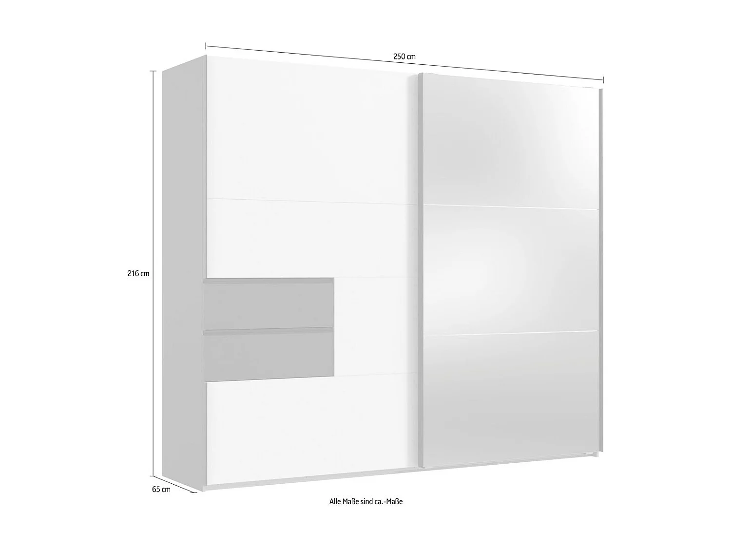 SCHWEBETÜRENSCHRANK Palermo graphit / weiß 250 / 65 / 216cm