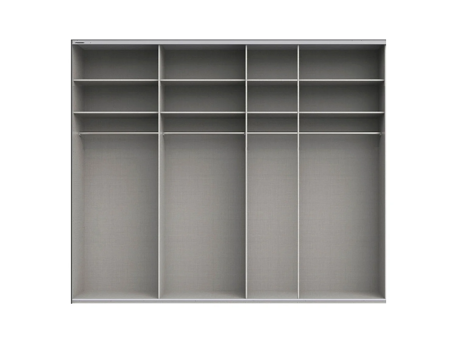 SCHWEBETÜRENSCHRANK Level Plankeneiche / Weißglas 350 / 65 / 236cm