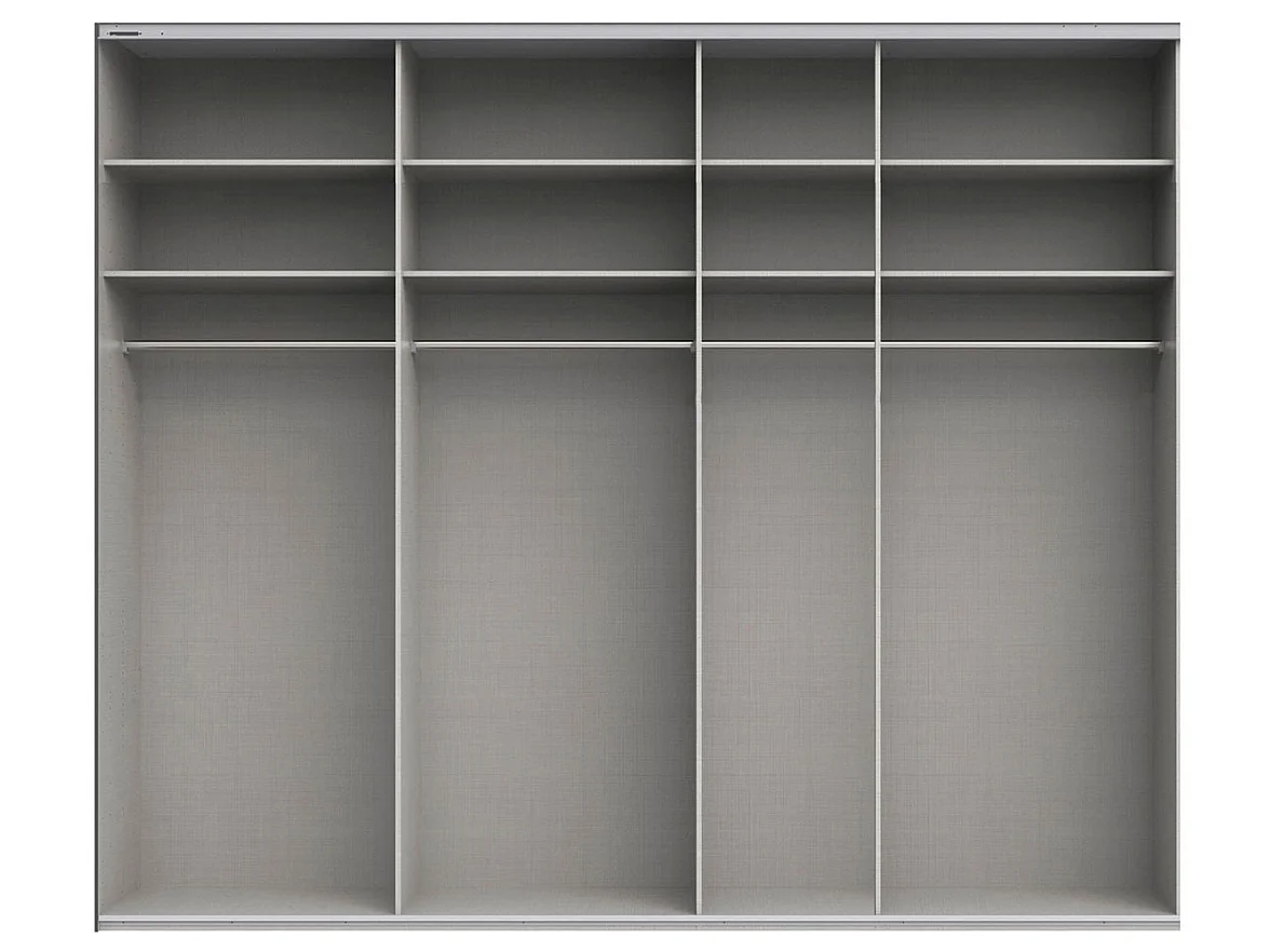SCHWEBETÜRENSCHRANK Level Plankeneiche / Weißglas 350 / 65 / 236cm