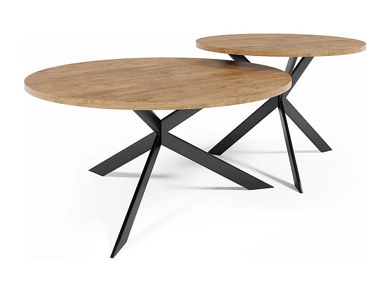 COUCHTISCH 2ER SET Eiche Lefkas dunkel / schwarz 133 / 75 / 42cm