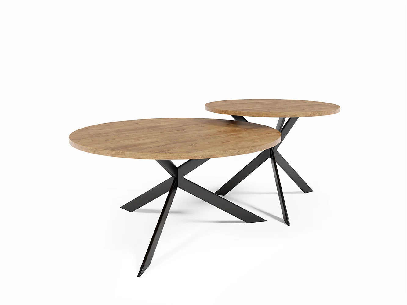 COUCHTISCH 2ER SET Eiche Lefkas dunkel / schwarz 133 / 75 / 42cm