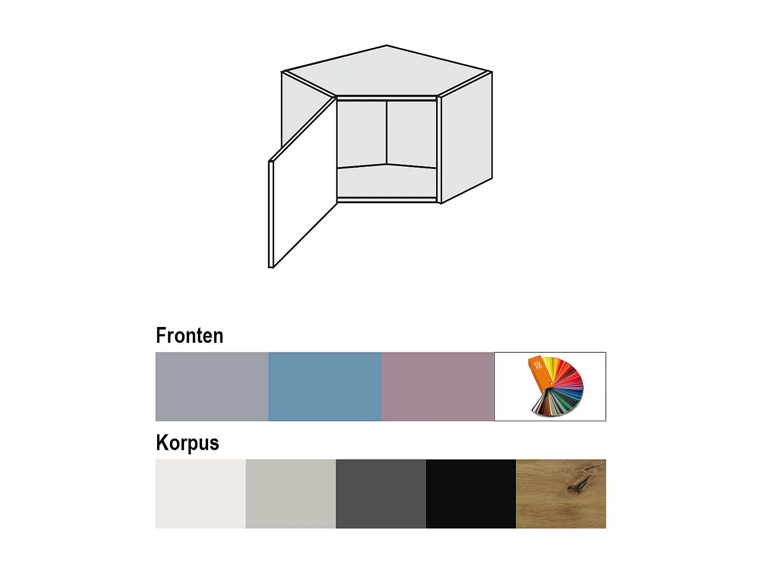 ECKHÄNGESCHRANK Bari W10/60/36 RAL 5024 pastellblau (K5) / Eiche Artisan 60 / 60 / 36cm