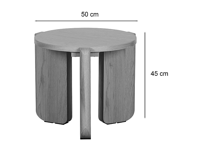 Couchtisch – Ø 50 cm – Eschenholzoptik schwarzgrau – PREFFINES S