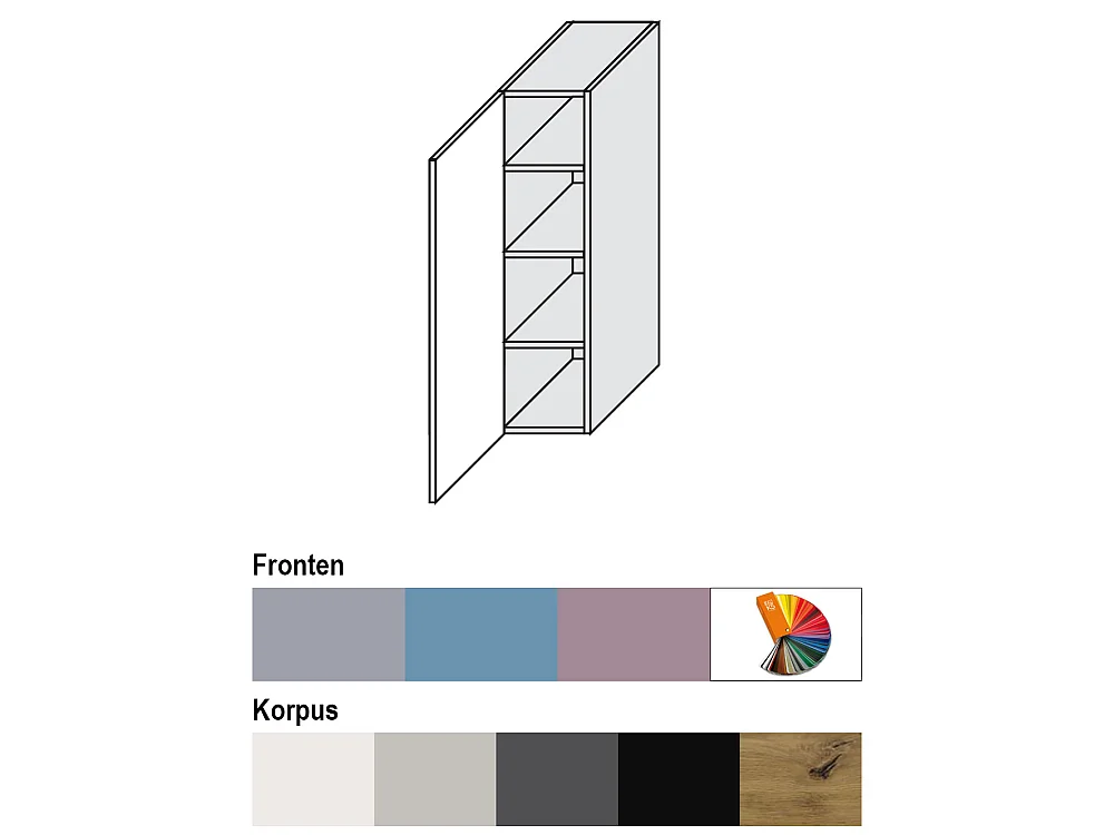HÄNGESCHRANK Bari W4/20 RAL 7040 fenstergrau (K5) / Schwarz 20 / 32,5 / 96cm