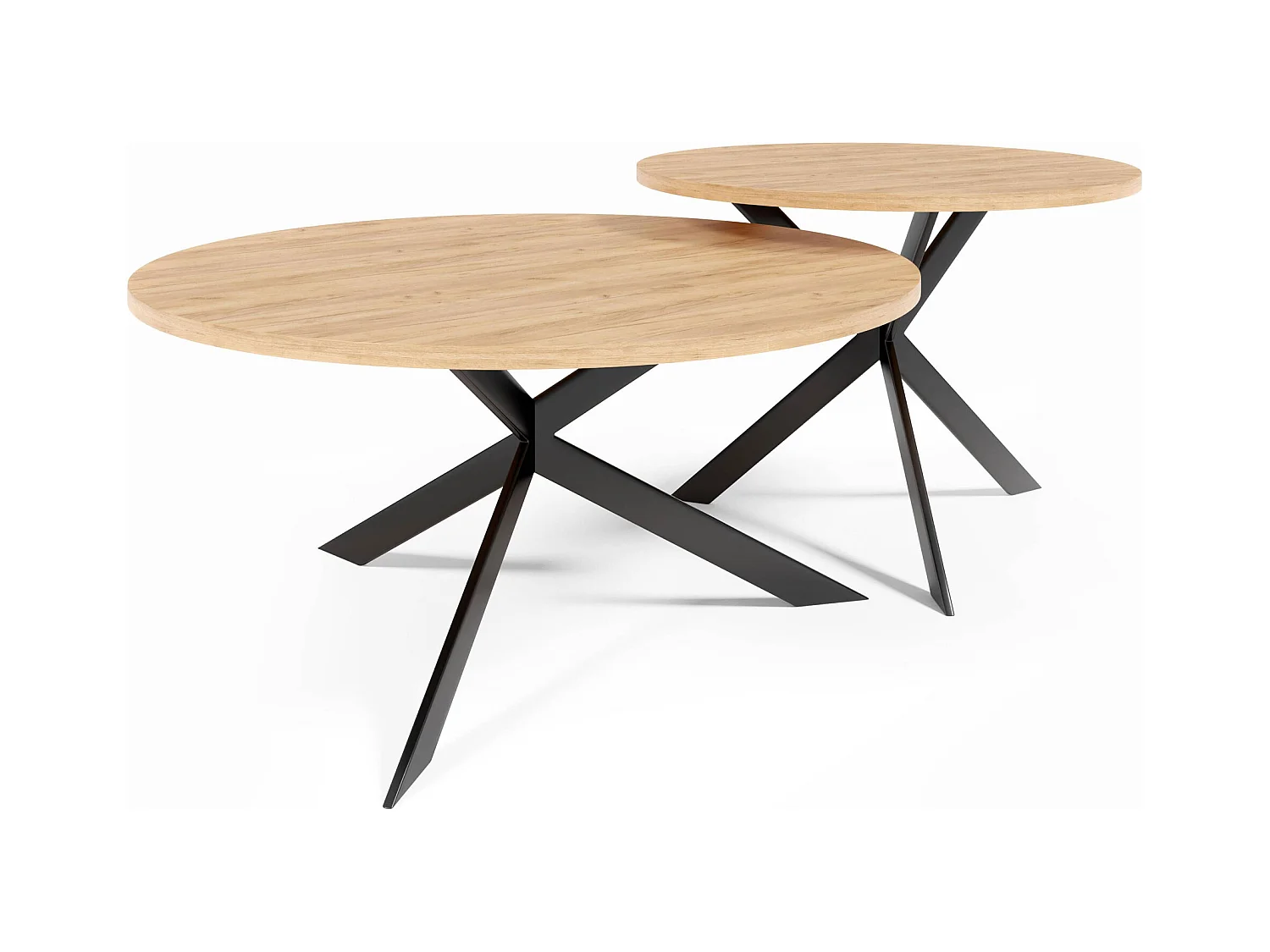 COUCHTISCH 2ER SET Gold Craft Eiche / schwarz 133 / 75 / 42cm