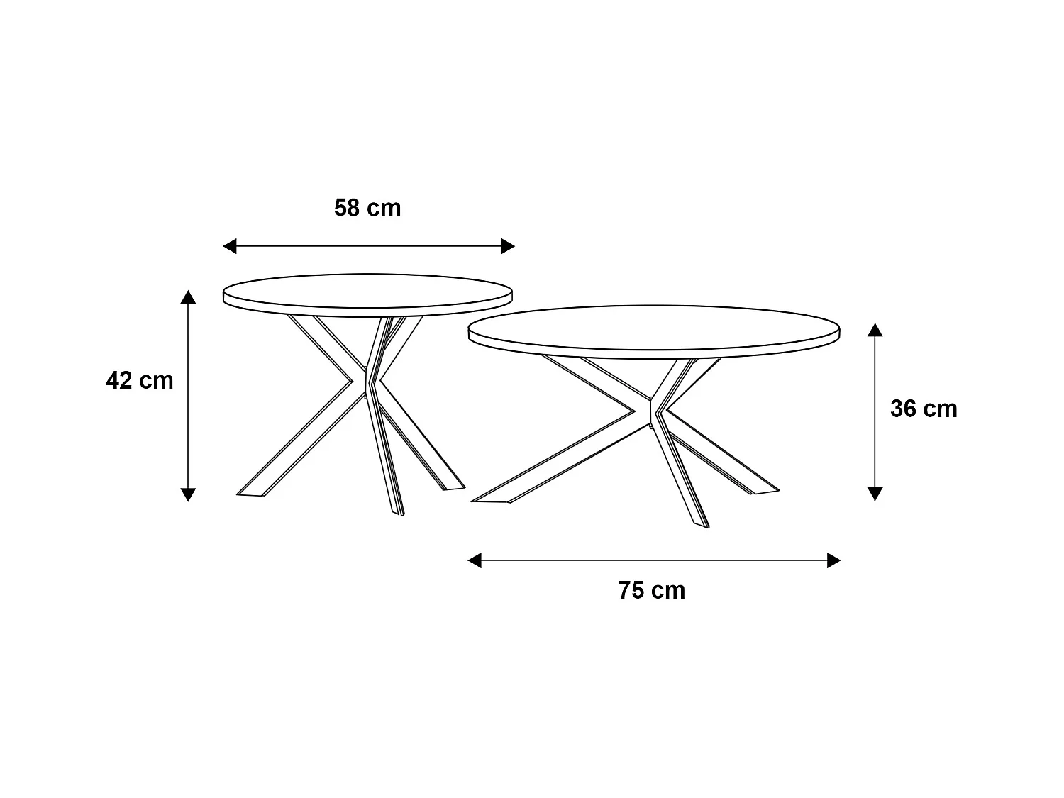COUCHTISCH 2ER SET Gold Craft Eiche / schwarz 133 / 75 / 42cm