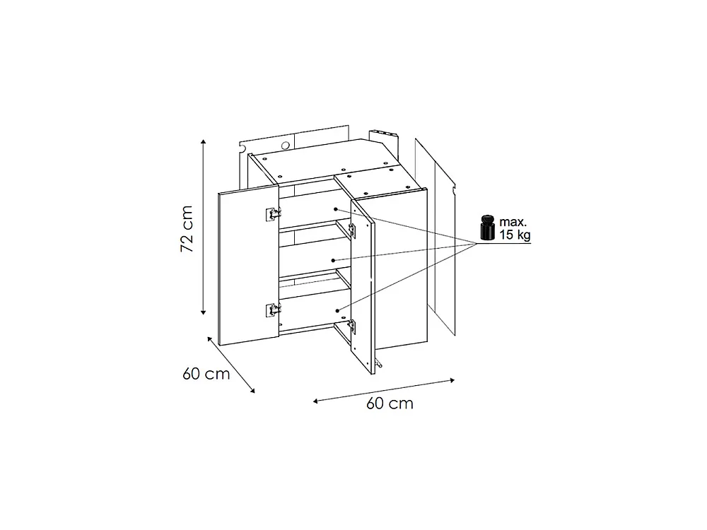 ECKHÄNGESCHRANK Bari W12/60 RAL 7040 fenstergrau (K5) / Eiche Artisan 60 / 60 / 72cm