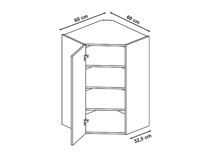 ECKHÄNGESCHRANK Bari W4S/10/60 RAL Wunschfarbe (K5) / Lava 60 / 60 / 96cm
