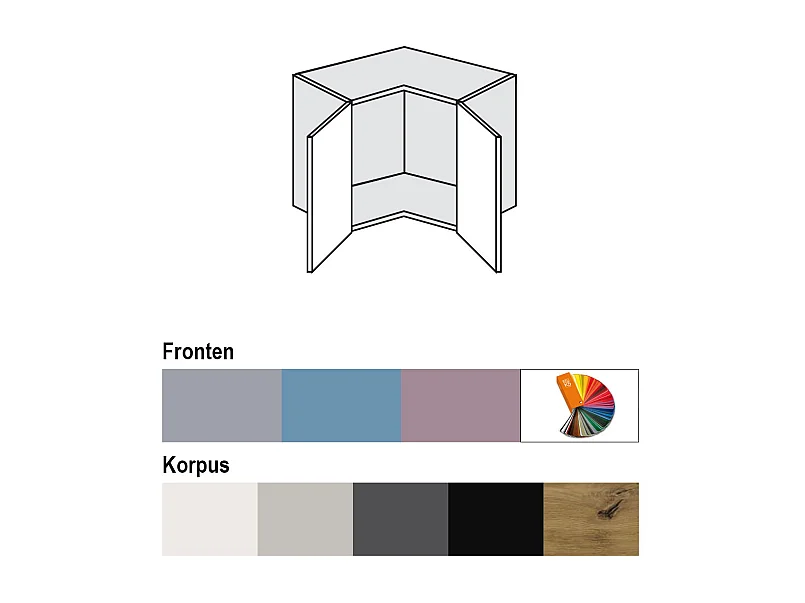 ECKHÄNGESCHRANK Bari W12/60/36 RAL Wunschfarbe (K5) / Grau 60 / 60 / 36cm