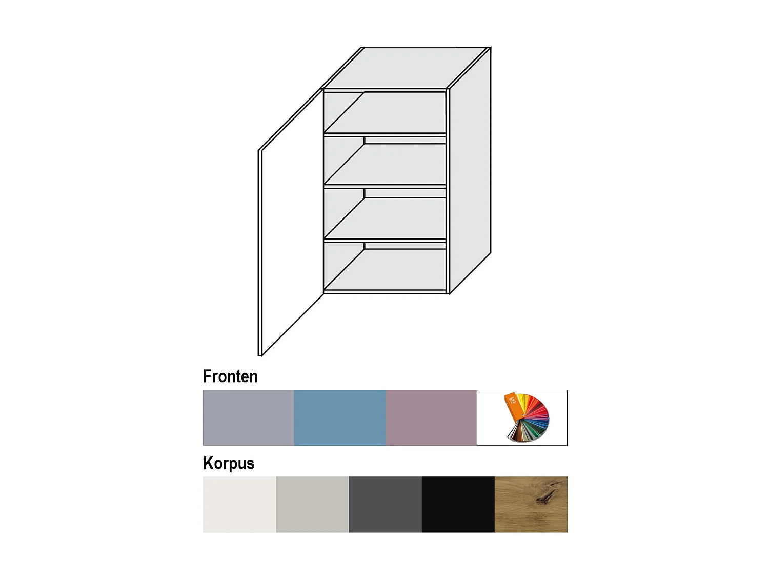 HÄNGESCHRANK Bari W4/60/1 RAL 5024 pastellblau (K5) / Grau 60 / 32,5 / 96cm