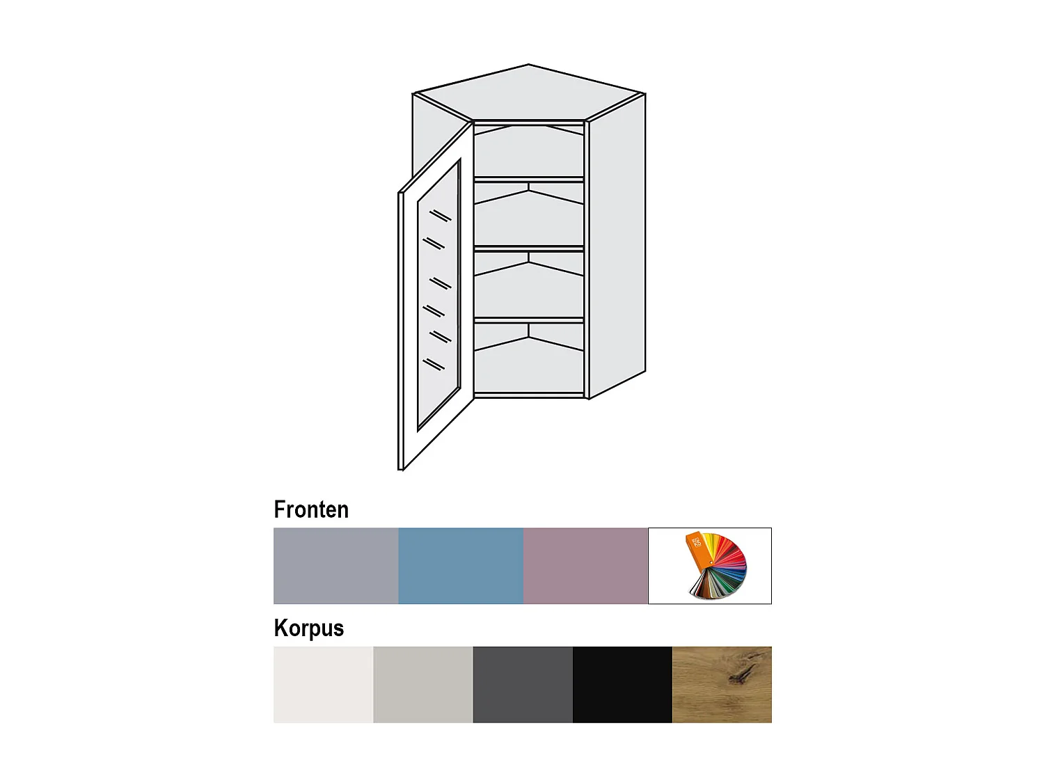 ECKHÄNGESCHRANK Bari W4S/10/60 RAL 4009 pastellviolett (K5) / Eiche Artisan 60 / 60 / 96cm