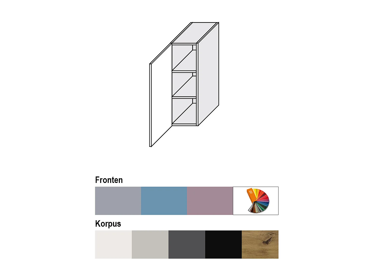 HÄNGESCHRANK Bari W2/20 RAL 4009 pastellviolett (K5) / Eiche Artisan 20 / 32,5 / 72cm