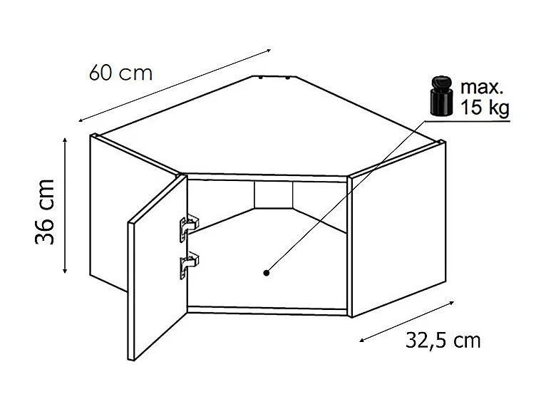ECKHÄNGESCHRANK Bari W10/60/36 RAL 7040 fenstergrau (K5) / Weiß 60 / 60 / 36cm