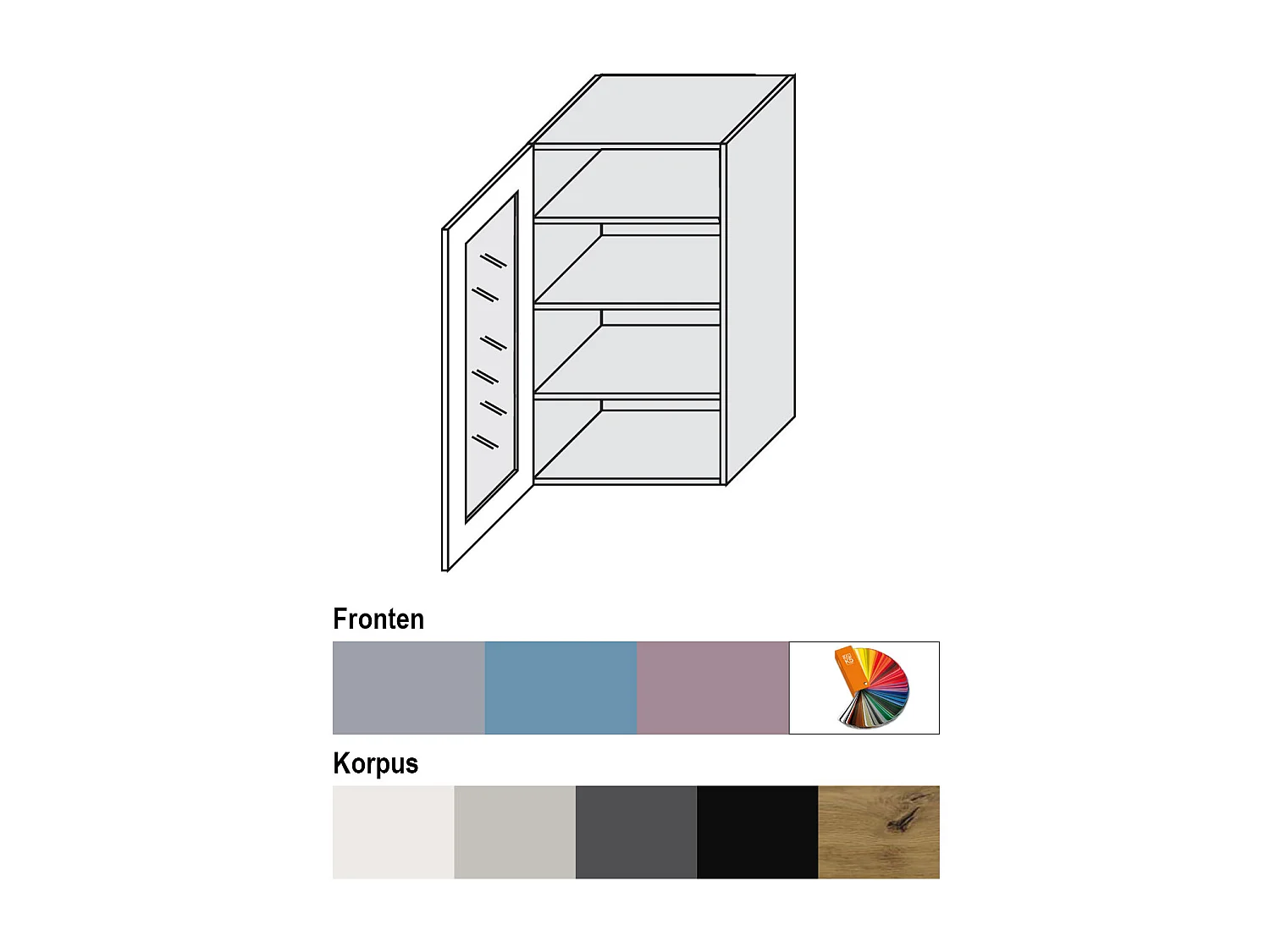 HÄNGESCHRANK Bari W4S/50 RAL 5024 pastellblau (K5) / Weiß 50 / 32,5 / 96cm