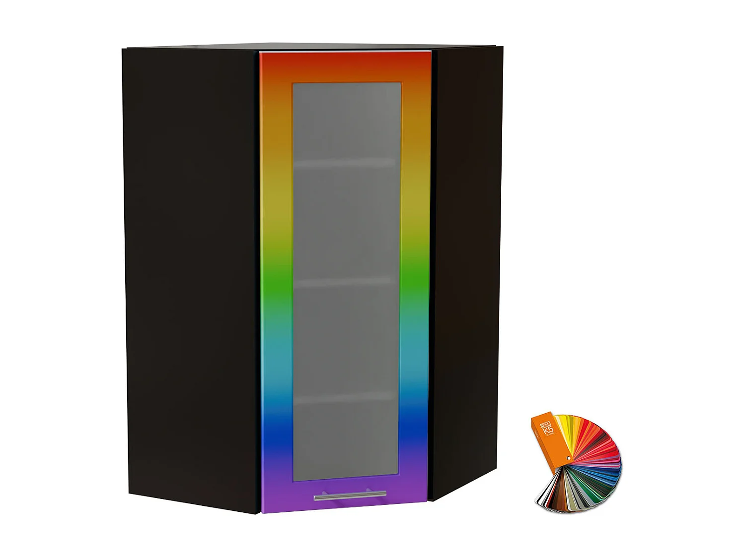 ECKHÄNGESCHRANK Bari W4S/10/60 RAL Wunschfarbe (K5) / Schwarz 60 / 60 / 96cm