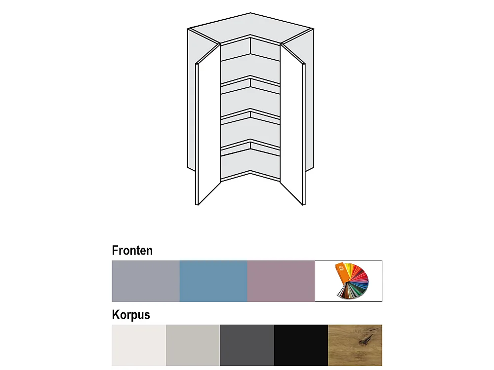 ECKHÄNGESCHRANK Bari W14/60 RAL Wunschfarbe (K5) / Eiche Artisan 60 / 60 / 96cm