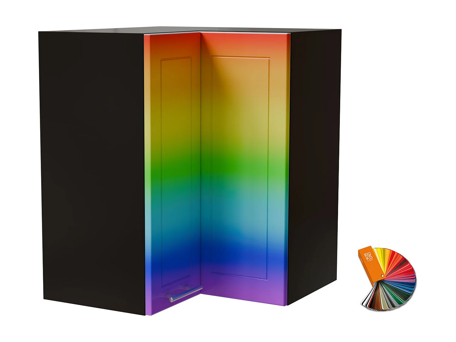 ECKHÄNGESCHRANK Bari W12/60 RAL Wunschfarbe (K5) / Schwarz 60 / 60 / 72cm