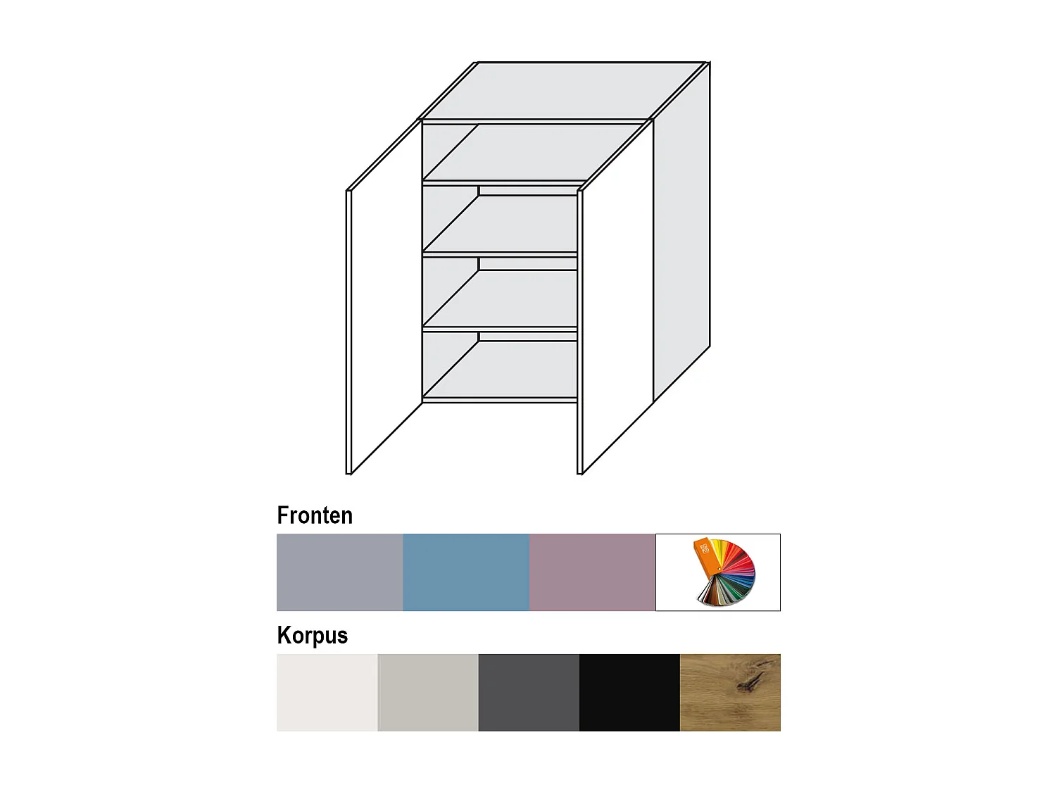 HÄNGESCHRANK Bari W4/80 RAL Wunschfarbe (K5) / Grau 80 / 32,5 / 96cm