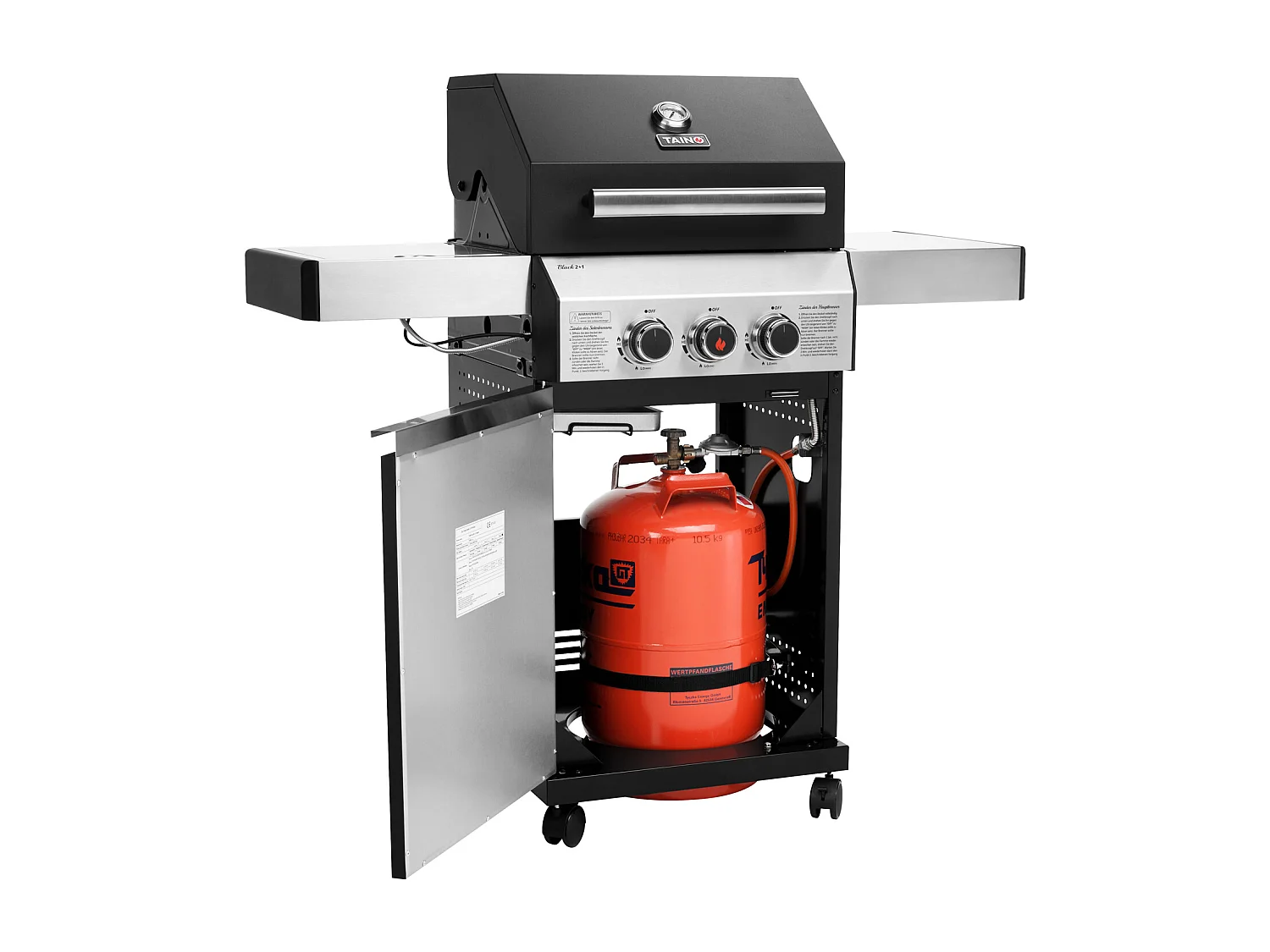 GASGRILL BLACK 2+1 Set mit Edelstahlrost