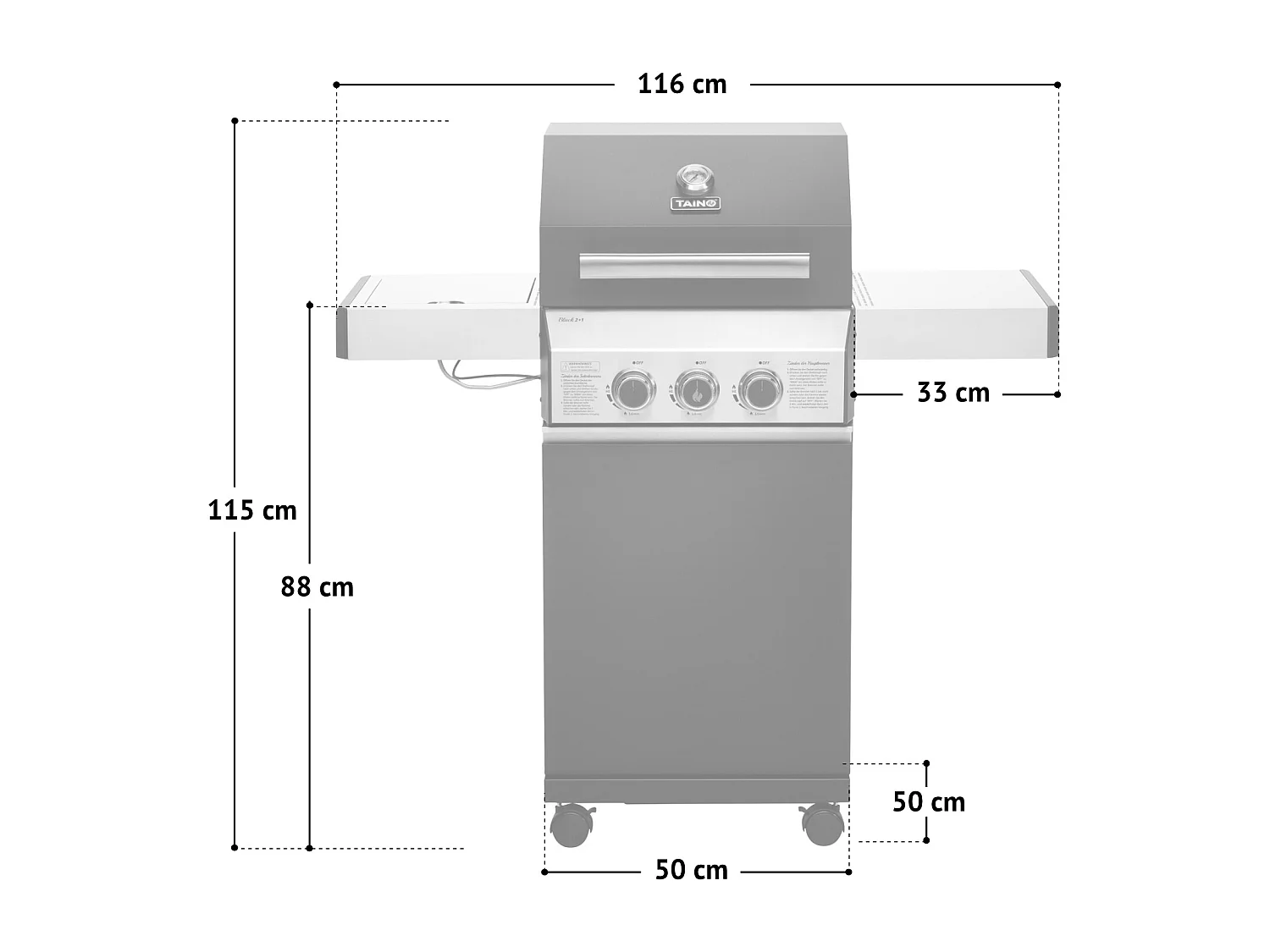 GASGRILL BLACK 2+1 Set mit Edelstahlrost