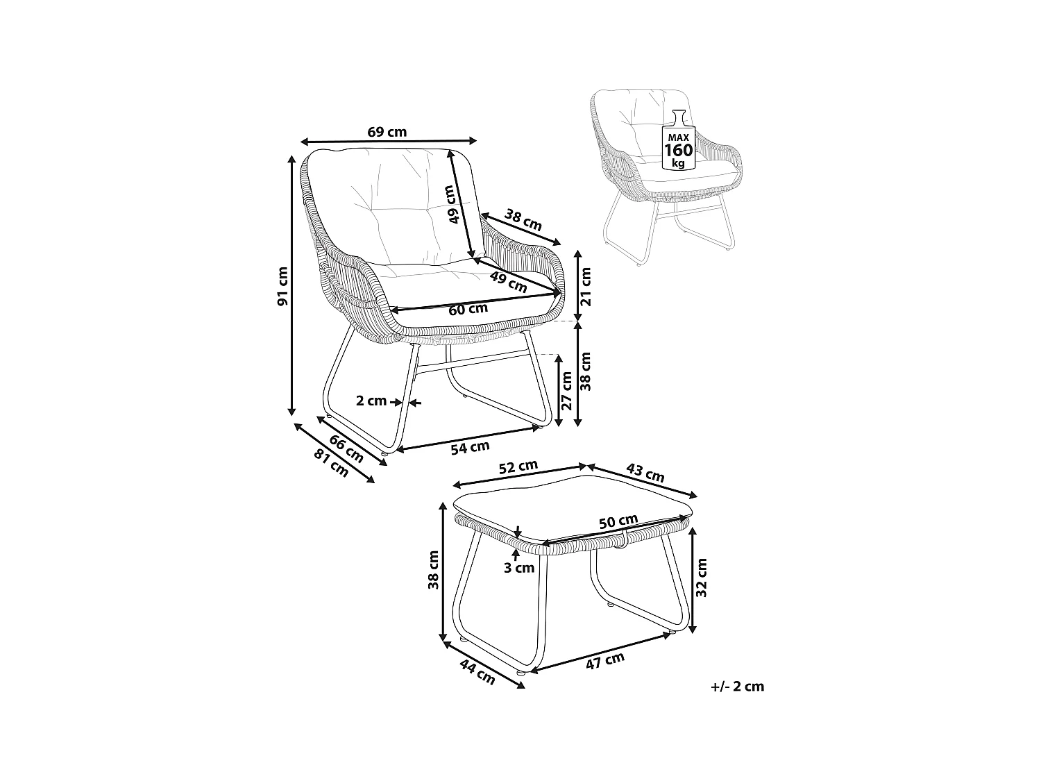 Chaise de jardin MESTRE Beige clair