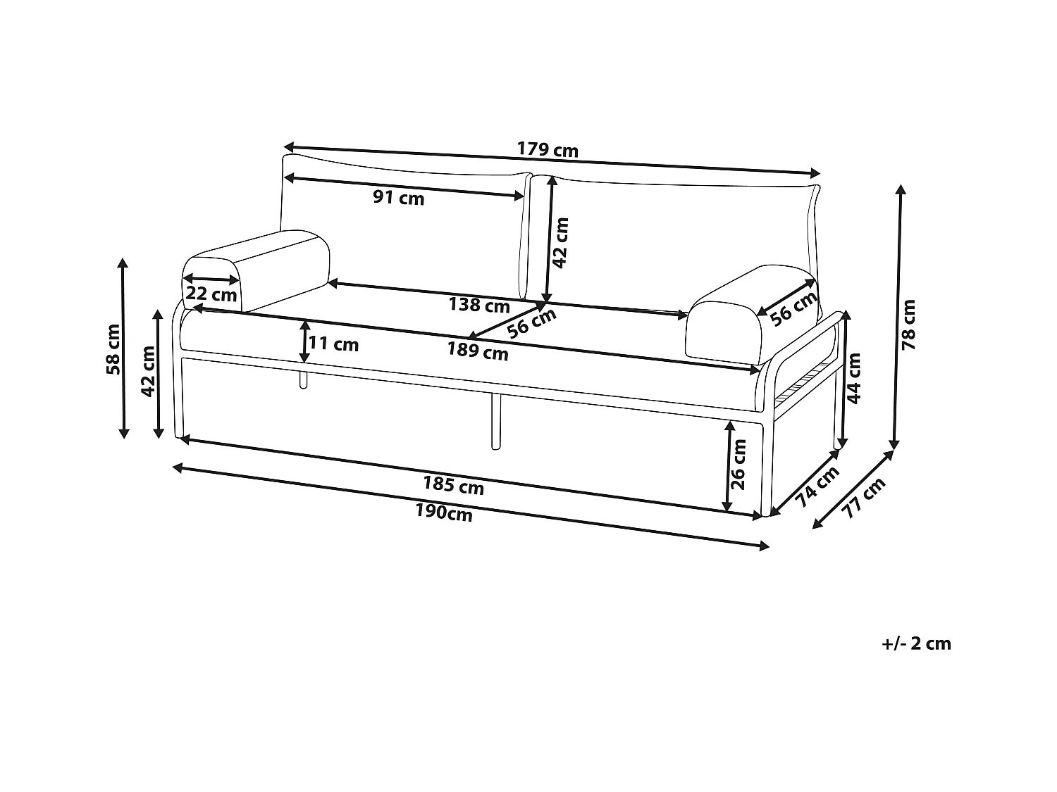 Canapé de jardin 2 places SOLOFRA Métal Vert menthe