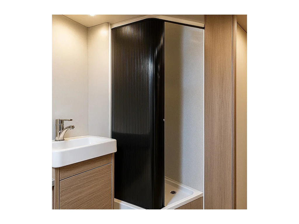 Oprolbare Douchedeur voor Camper - Zwart