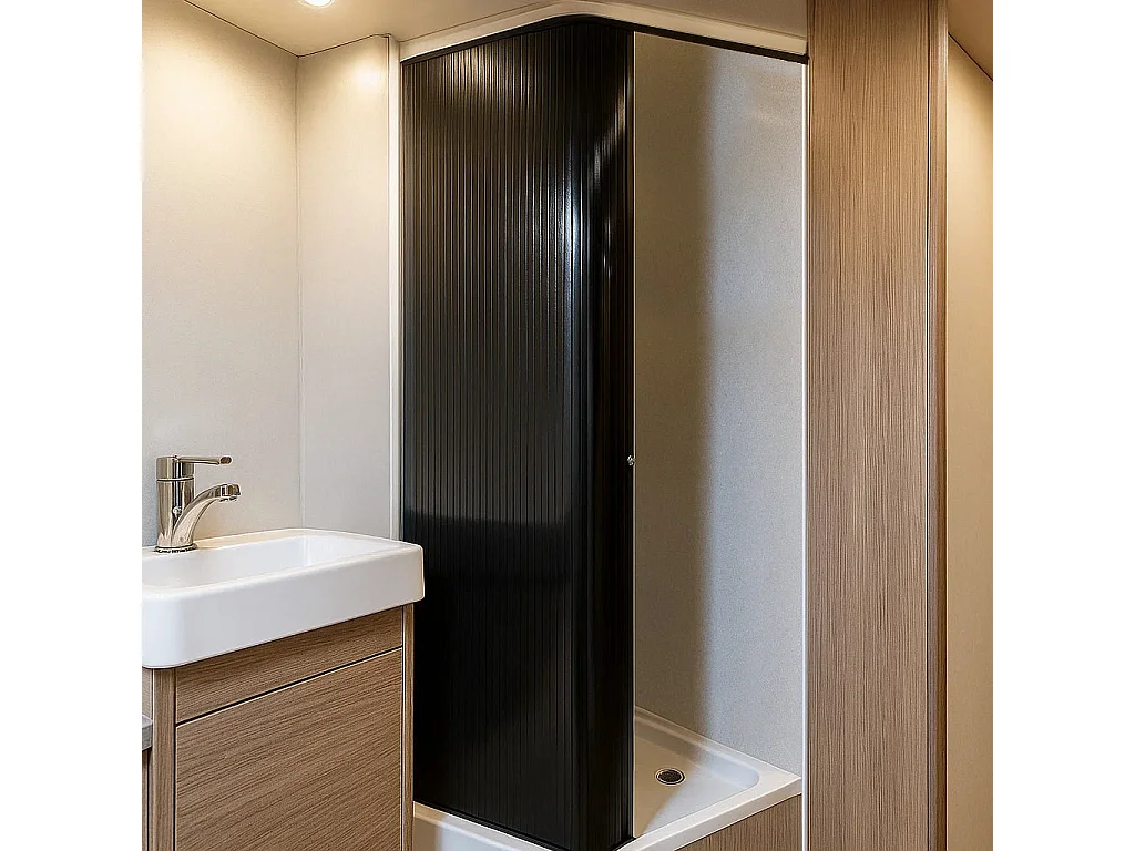 Porta a Soffietto Doccia Nero 200x60cm Campervan Motorhome Kit Impermeabile