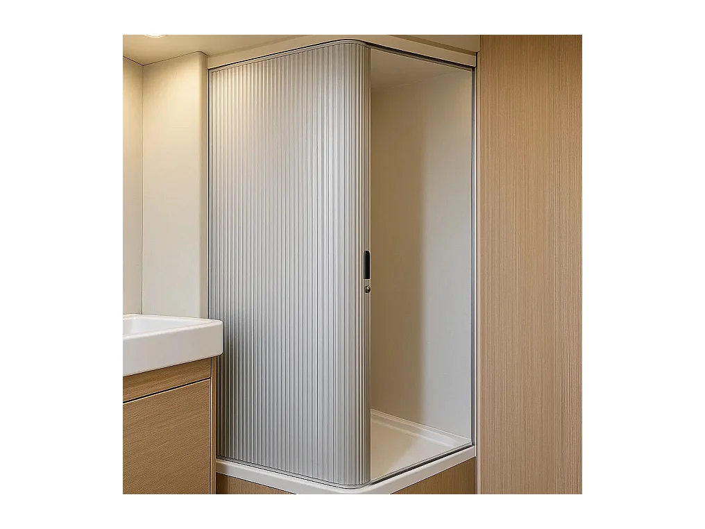 Oprolbare Douchedeur voor Camper - Zilver