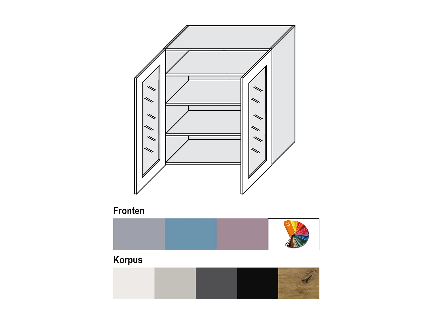 HÄNGESCHRANK Bari W4S/90 RAL 7040 fenstergrau (K5) / Schwarz 90 / 32,5 / 96cm