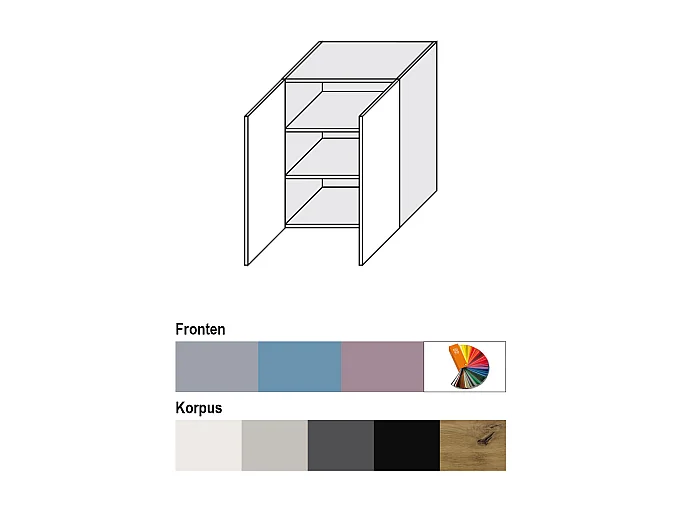 HÄNGESCHRANK Bari W3/60 RAL 5024 pastellblau (K5) / Grau 60 / 32,5 / 72cm