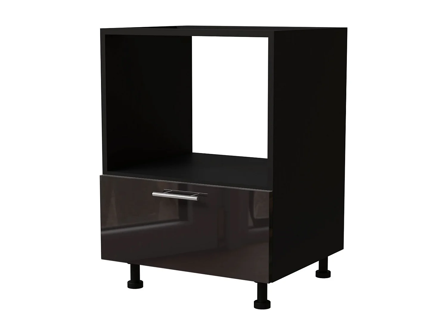 HERDUMBAUSCHRANK Essen D11K/60/Kompakt Schwarz Hochglanz / Schwarz Matt 60 / 50 / 82cm