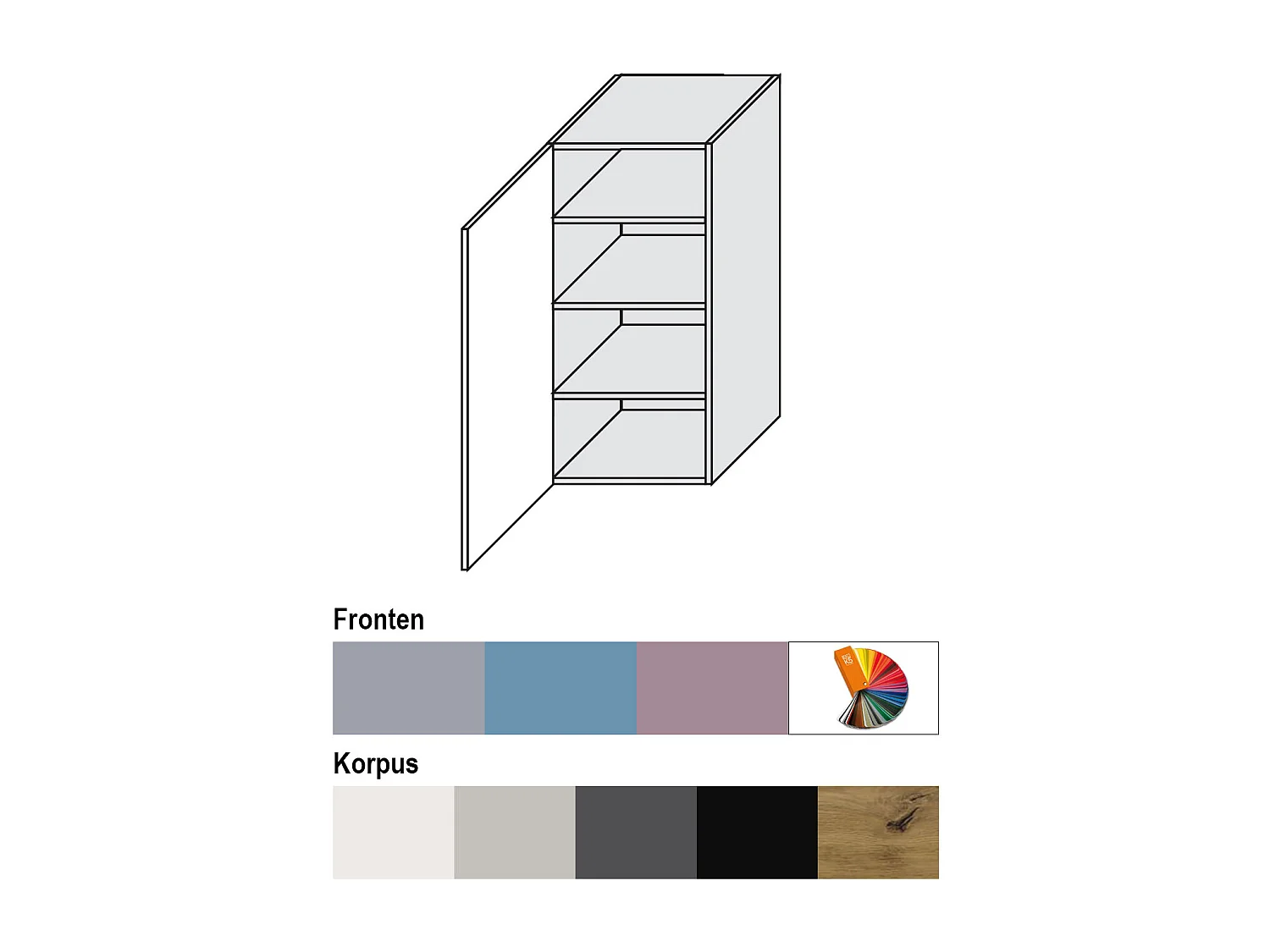 HÄNGESCHRANK Bari W4/40 RAL 7040 fenstergrau (K5) / Eiche Artisan 40 / 32,5 / 96cm