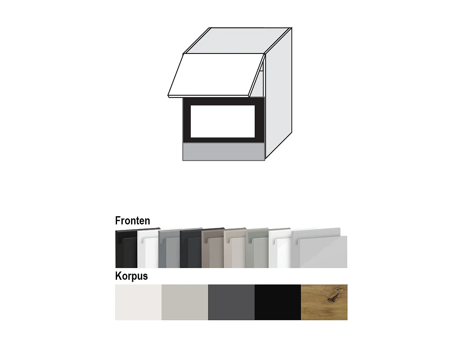 MIKROWELLENUMBAUSCHRANK Avellino W2MK/60 graphit Acryl matt / Lava 60 / 32,5 / 72cm