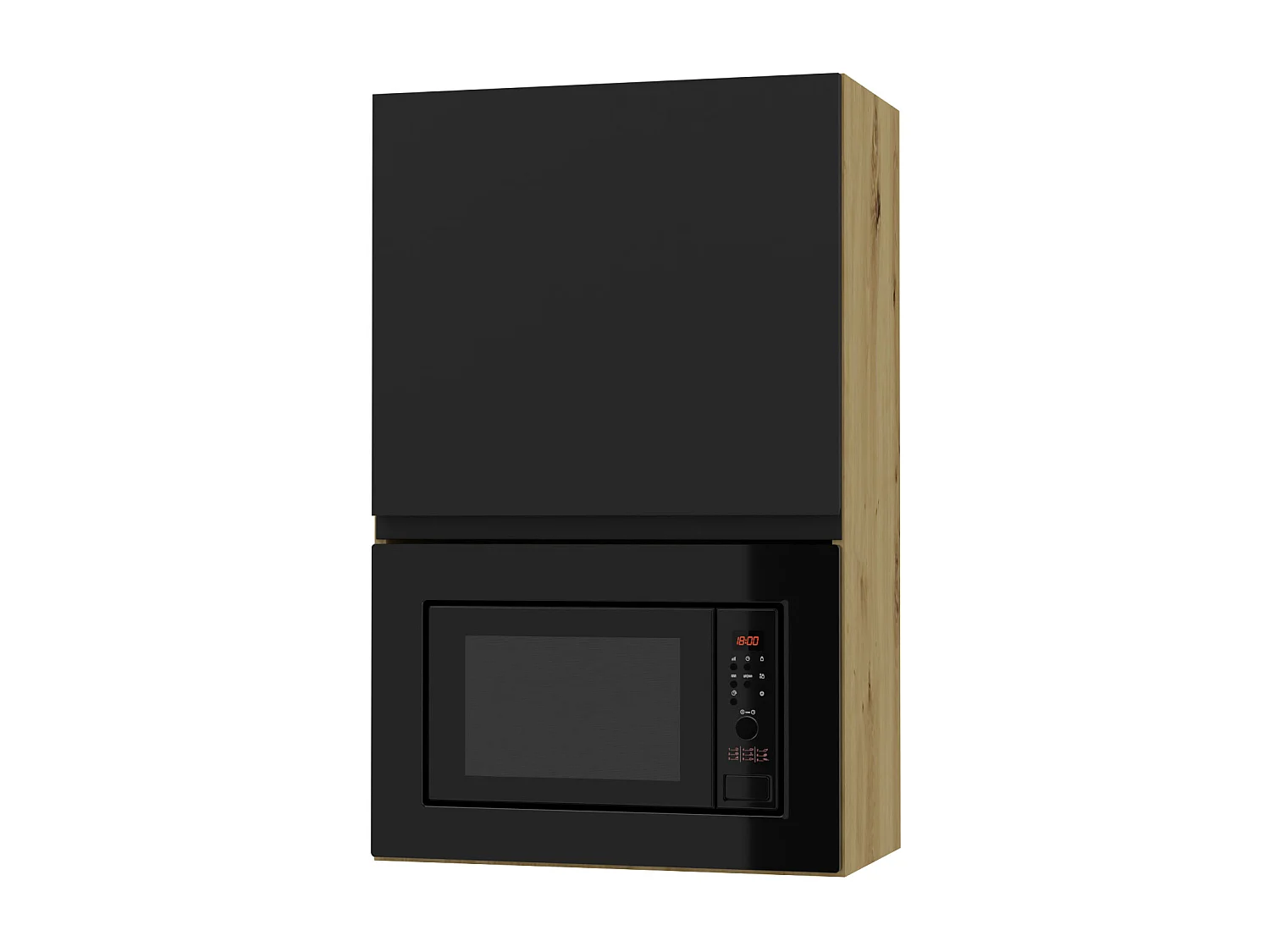 MIKROWELLENUMBAUSCHRANK Avellino W4MK/60 Schwarz Acryl Matt / Eiche Artisan 60 / 32,5 / 96cm
