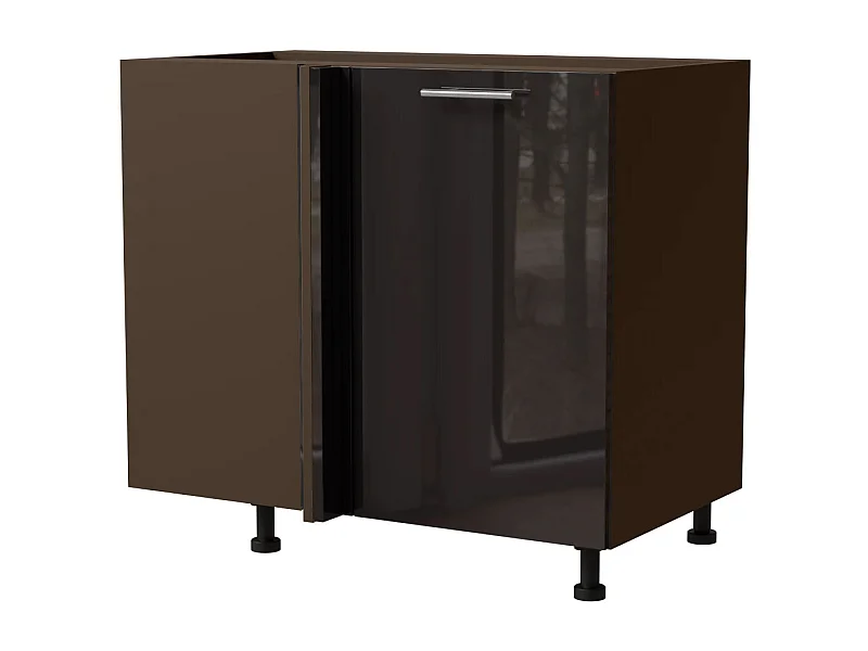 ECK-KÜCHENSCHRANK Essen D13U/90 Schwarz Hochglanz / Lava Matt 90 / 50 / 82cm