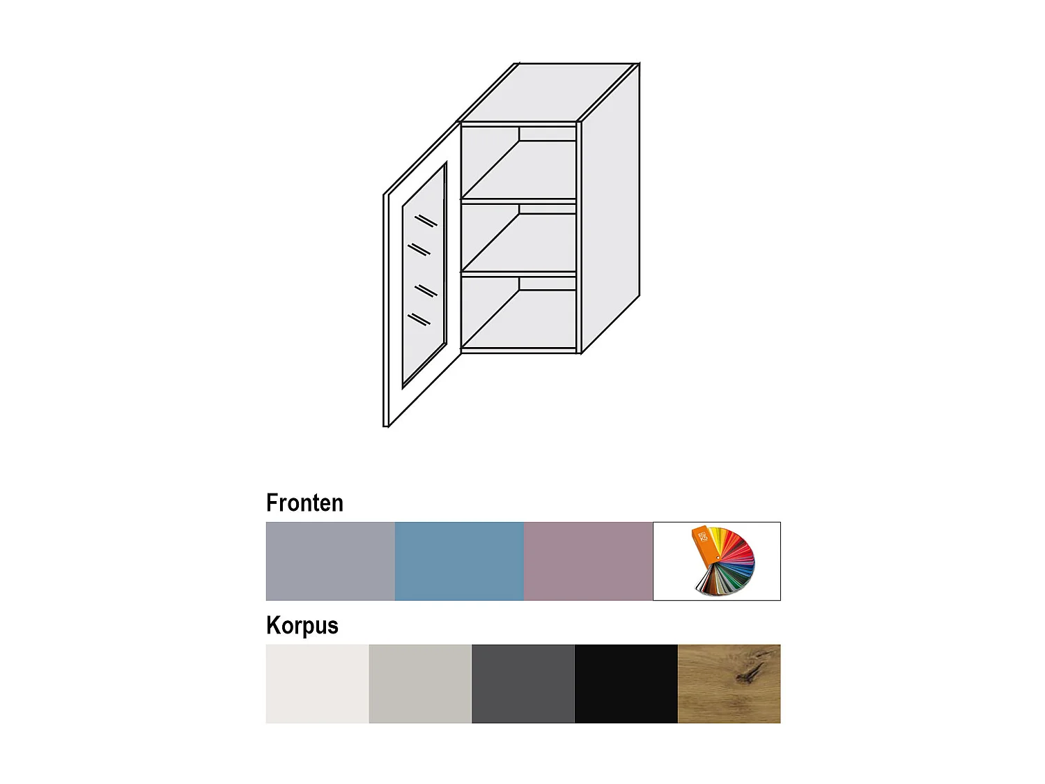 HÄNGESCHRANK Bari W2S/40 RAL 7040 fenstergrau (K5) / Schwarz 40 / 32,5 / 72cm