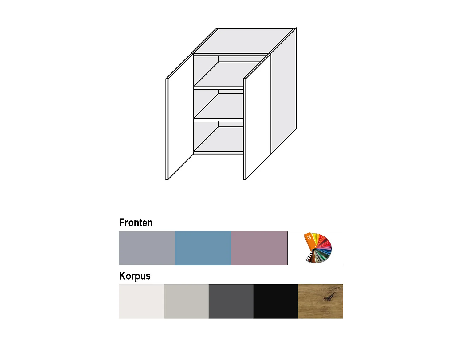 HÄNGESCHRANK Bari W3/60 RAL 7040 fenstergrau (K5) / Schwarz 60 / 32,5 / 72cm