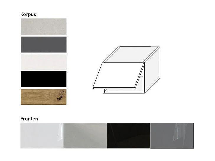 KLAPPHÄNGESCHRANK Essen W4B/50 Schwarz Hochglanz / Grau Matt 50 / 32,5 / 36cm
