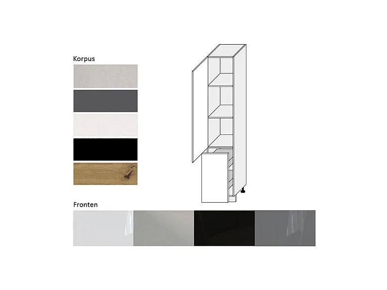 APOTHEKERSCHRANK Essen 2D14K/40/kargo Grau Hochglanz / Lava Matt 40 / 59 / 207cm